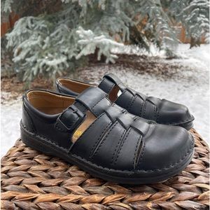 Birkenstock Black Leather Madeira fisherman weave buckled Flat Shoes size M7/L9
